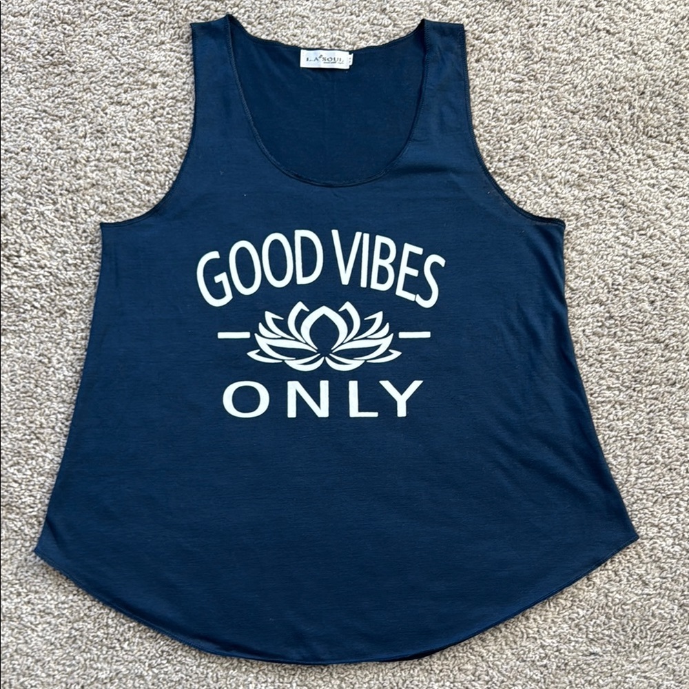 ⭐️ Navy Blue 'Good Vibes Only' Tank Top ✨